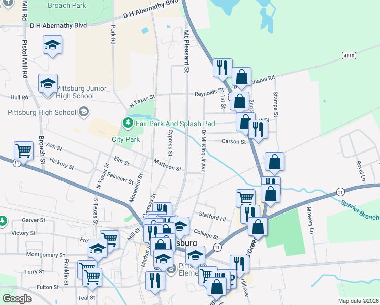 map of restaurants, bars, coffee shops, grocery stores, and more near 417 Mount Pleasant Street in Pittsburg