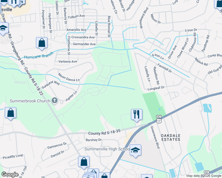 map of restaurants, bars, coffee shops, grocery stores, and more near 198 Gilleys Court in Summerville