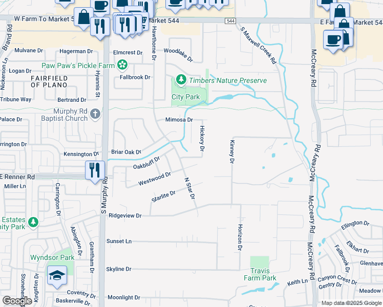 map of restaurants, bars, coffee shops, grocery stores, and more near 326 Kentwood Drive in Murphy