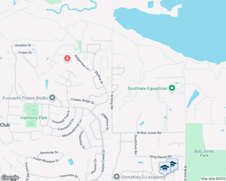 map of restaurants, bars, coffee shops, grocery stores, and more near 4601 T W King Road in Southlake