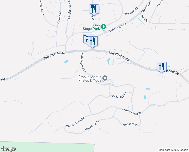 map of restaurants, bars, coffee shops, grocery stores, and more near 15663 Vista Vicente Drive in Ramona
