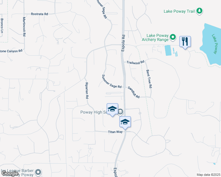 map of restaurants, bars, coffee shops, grocery stores, and more near 15658 Summer Sage Road in Poway
