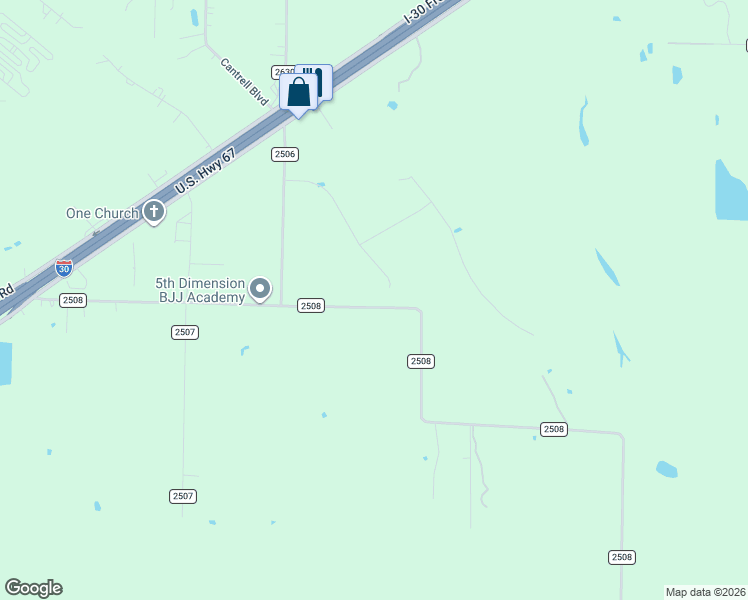 map of restaurants, bars, coffee shops, grocery stores, and more near 3459 County Road 2508 in Caddo Mills