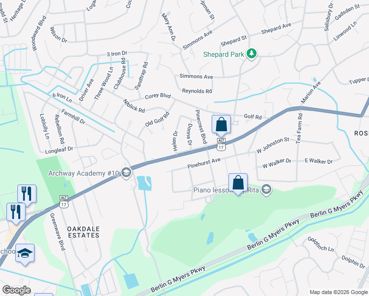 map of restaurants, bars, coffee shops, grocery stores, and more near 302 Boone Hill Parkway in Summerville