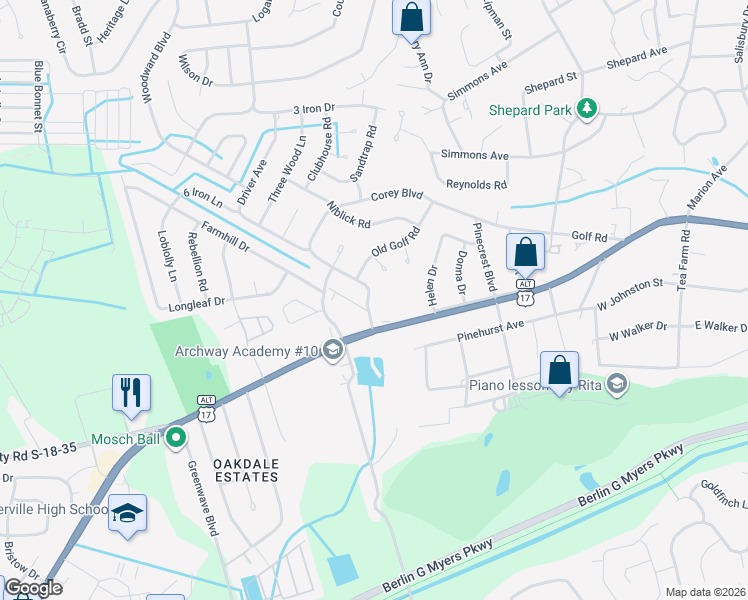 map of restaurants, bars, coffee shops, grocery stores, and more near 205 Corey Boulevard in Summerville