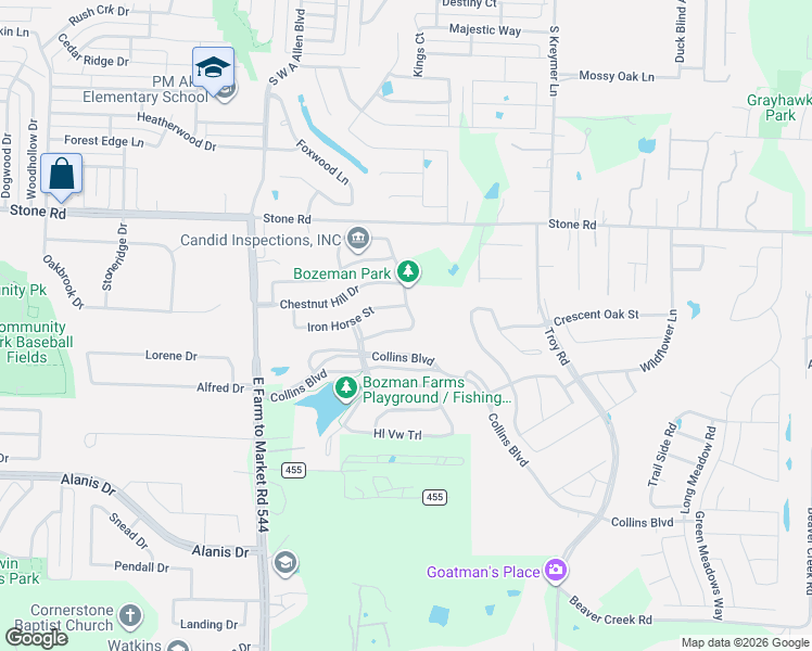 map of restaurants, bars, coffee shops, grocery stores, and more near 1309 West Collins Circle in Wylie