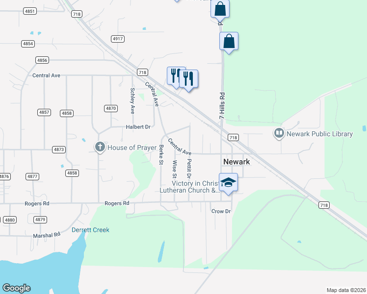 map of restaurants, bars, coffee shops, grocery stores, and more near 629 Central Avenue in Newark