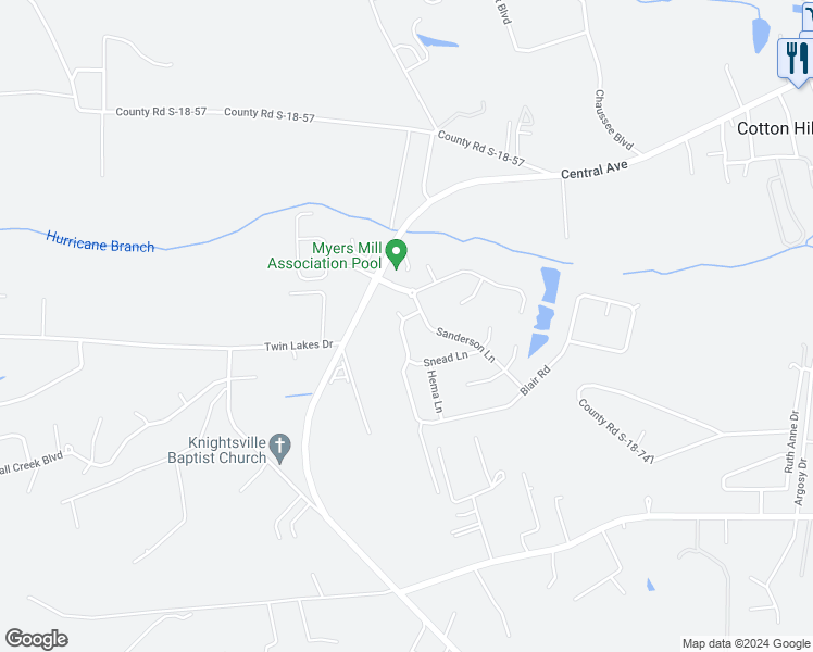 map of restaurants, bars, coffee shops, grocery stores, and more near 5005 Blair Road in Summerville