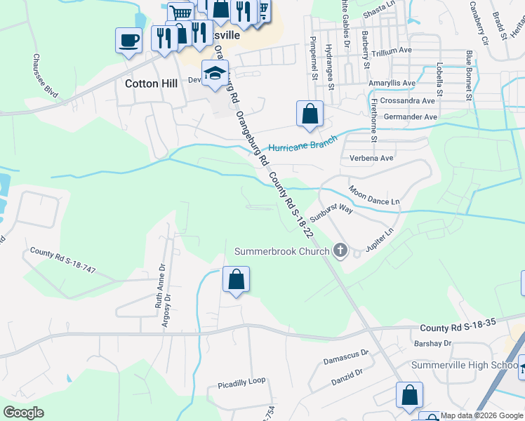 map of restaurants, bars, coffee shops, grocery stores, and more near 457 Orangeburg Road in Summerville