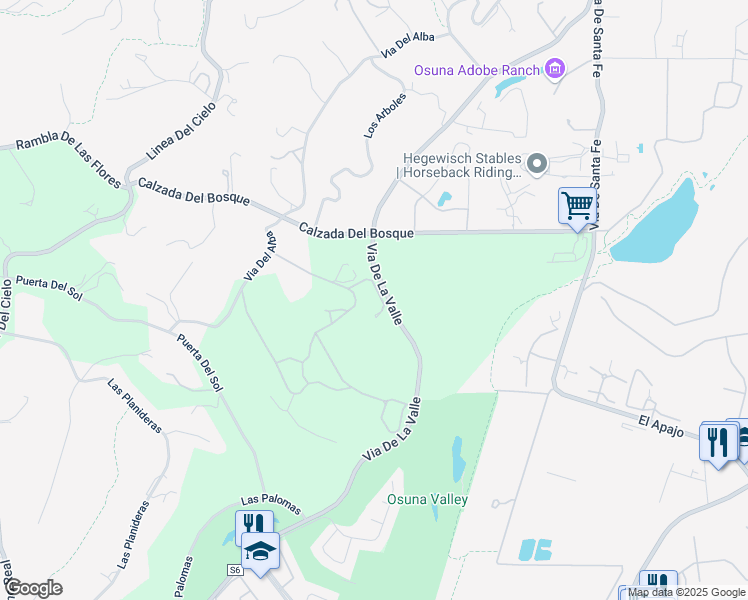 map of restaurants, bars, coffee shops, grocery stores, and more near 16039 Via Del Alba in Rancho Santa Fe