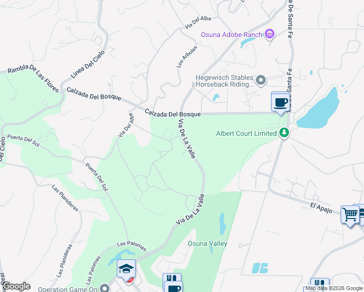 map of restaurants, bars, coffee shops, grocery stores, and more near 16039 Via Del Alba in Rancho Santa Fe