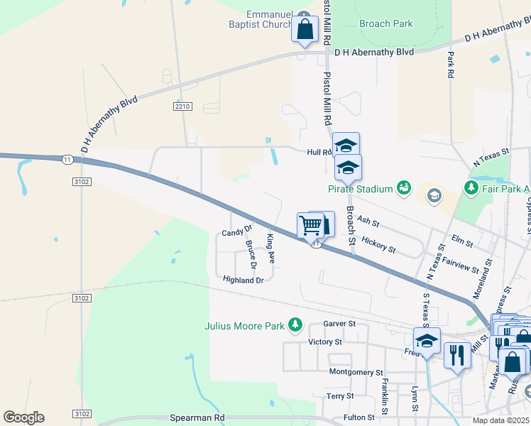 map of restaurants, bars, coffee shops, grocery stores, and more near 703 Quitman Street in Pittsburg