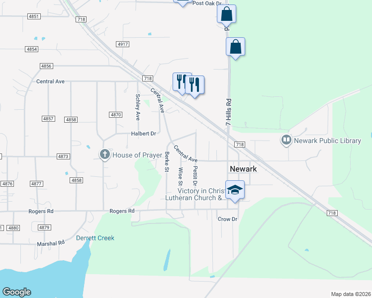 map of restaurants, bars, coffee shops, grocery stores, and more near 629 Central Avenue in Newark