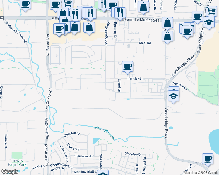 map of restaurants, bars, coffee shops, grocery stores, and more near 3024 Concord Drive in Wylie
