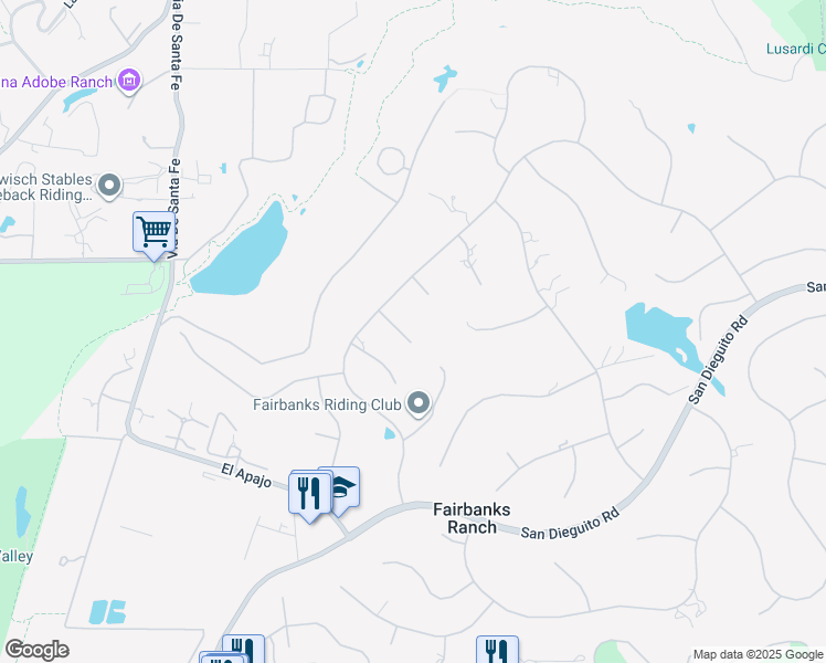 map of restaurants, bars, coffee shops, grocery stores, and more near 6279 Via Campo Verde in Rancho Santa Fe