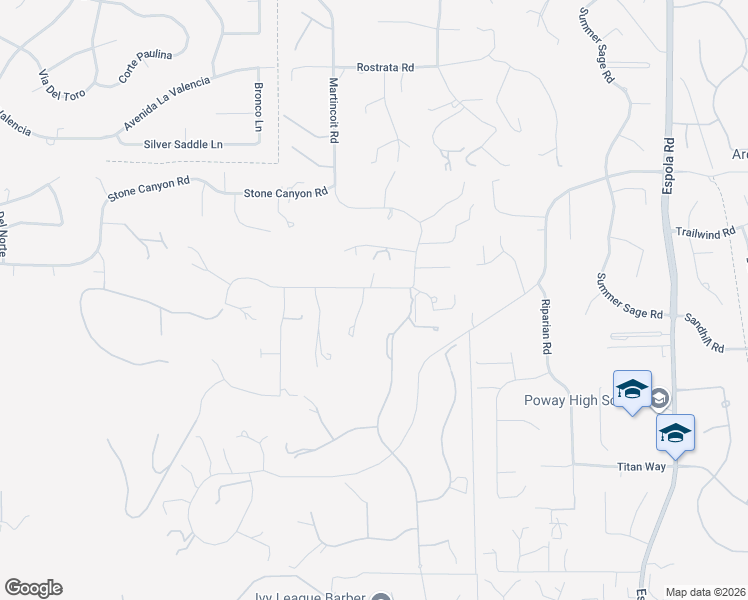 map of restaurants, bars, coffee shops, grocery stores, and more near 13671 Orchard Gate Road in Poway