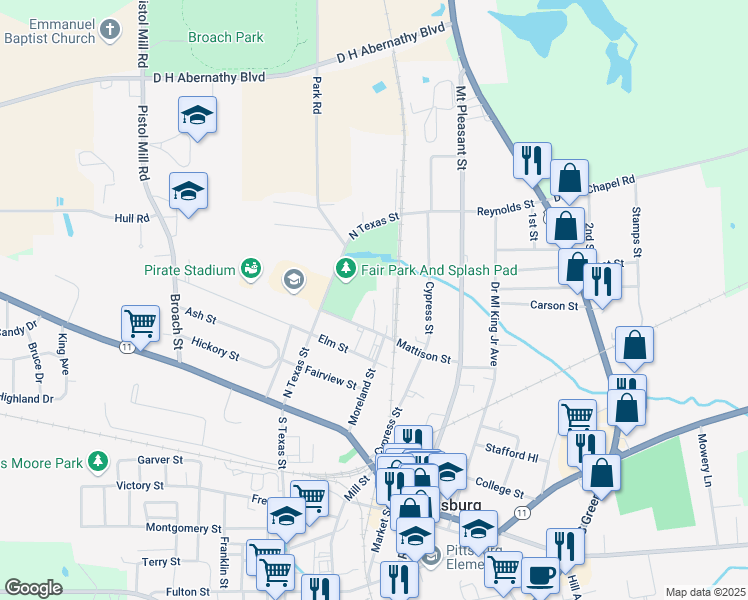 map of restaurants, bars, coffee shops, grocery stores, and more near 98 Park Place in Pittsburg