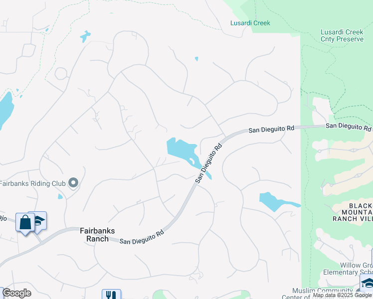 map of restaurants, bars, coffee shops, grocery stores, and more near 17125 Camino Acampo in Rancho Santa Fe