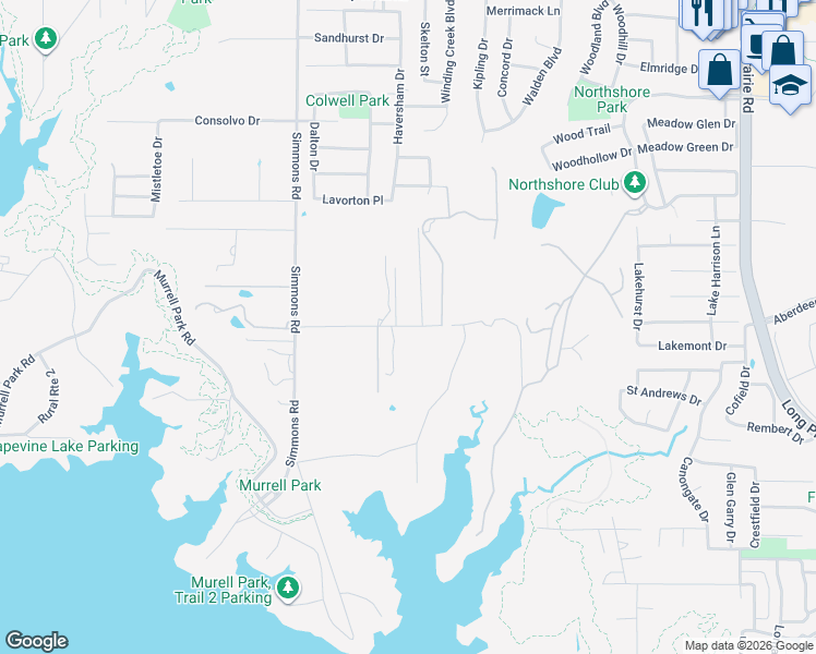 map of restaurants, bars, coffee shops, grocery stores, and more near 3501 Sentinel Oak Drive in Flower Mound