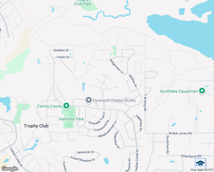 map of restaurants, bars, coffee shops, grocery stores, and more near 4 Weather Glen Circle in Trophy Club