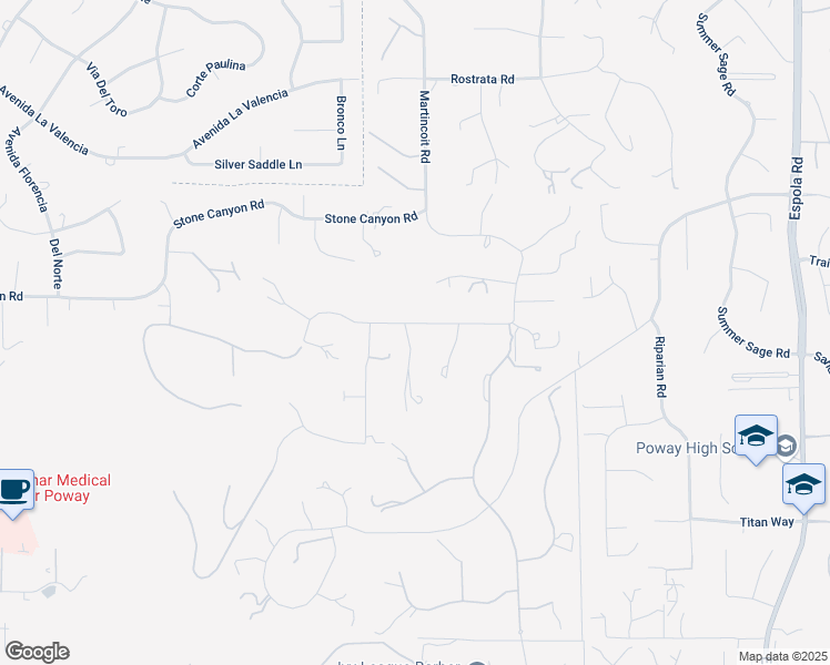 map of restaurants, bars, coffee shops, grocery stores, and more near 15943 Ranch Hollow Road in Poway