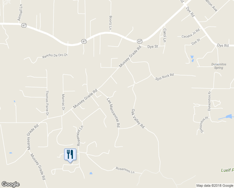 map of restaurants, bars, coffee shops, grocery stores, and more near 15795 Mussey Grade Road in Ramona