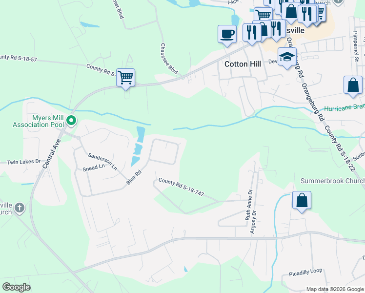 map of restaurants, bars, coffee shops, grocery stores, and more near 1300 Delong Court in Summerville