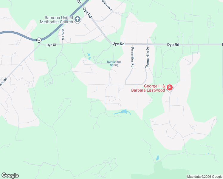 map of restaurants, bars, coffee shops, grocery stores, and more near 2415 Duraznitos Place in Ramona