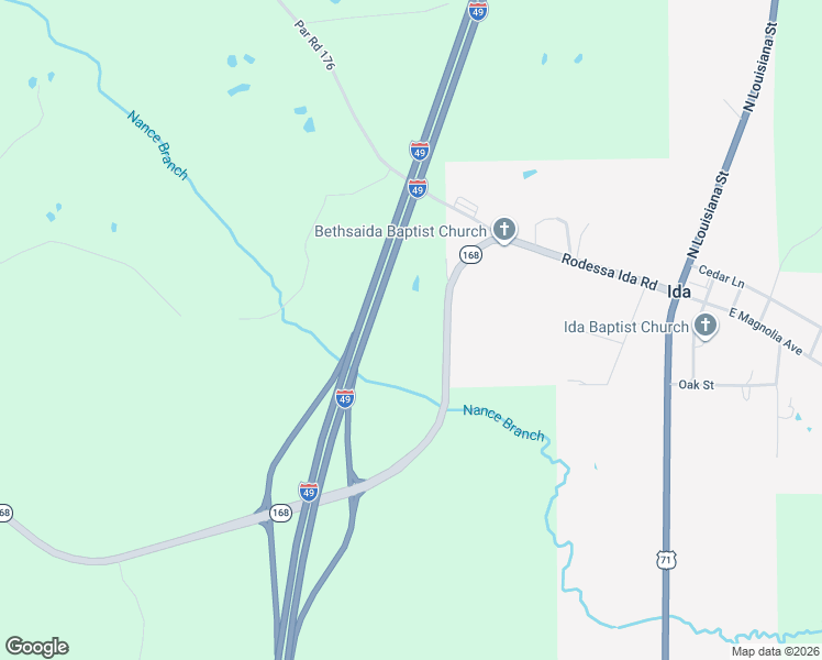 map of restaurants, bars, coffee shops, grocery stores, and more near 7116 Rodessa Ida Road in Ida