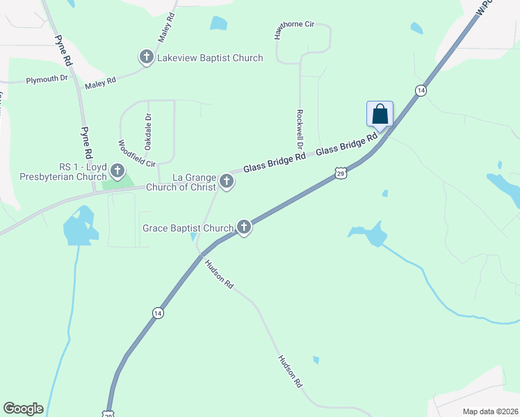 map of restaurants, bars, coffee shops, grocery stores, and more near 3658 West Point Road in LaGrange