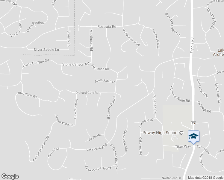 map of restaurants, bars, coffee shops, grocery stores, and more near 16012 Martincoit Road in Poway