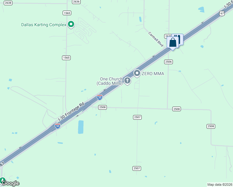 map of restaurants, bars, coffee shops, grocery stores, and more near 4935 Interstate 30 in Caddo Mills