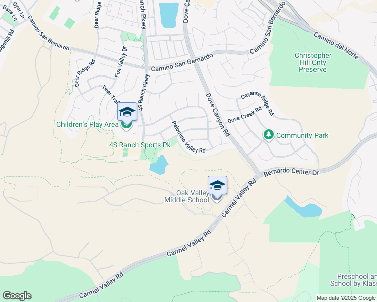 map of restaurants, bars, coffee shops, grocery stores, and more near 16156 Palomino Valley Road in San Diego
