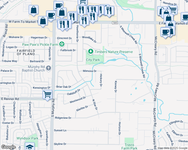 map of restaurants, bars, coffee shops, grocery stores, and more near 423 Rainforest Court in Murphy