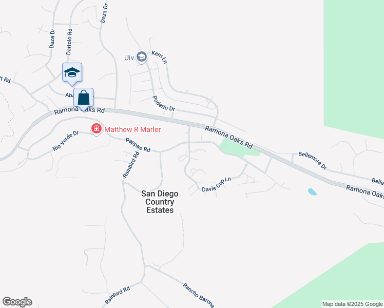map of restaurants, bars, coffee shops, grocery stores, and more near 15845 Davis Cup Lane in Ramona