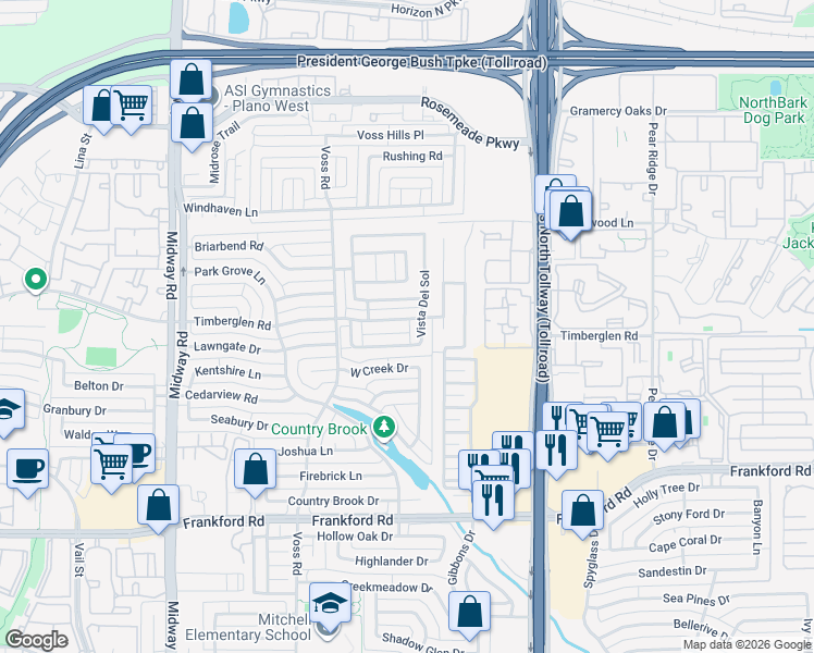map of restaurants, bars, coffee shops, grocery stores, and more near 4356 South Capistrano Drive in Dallas