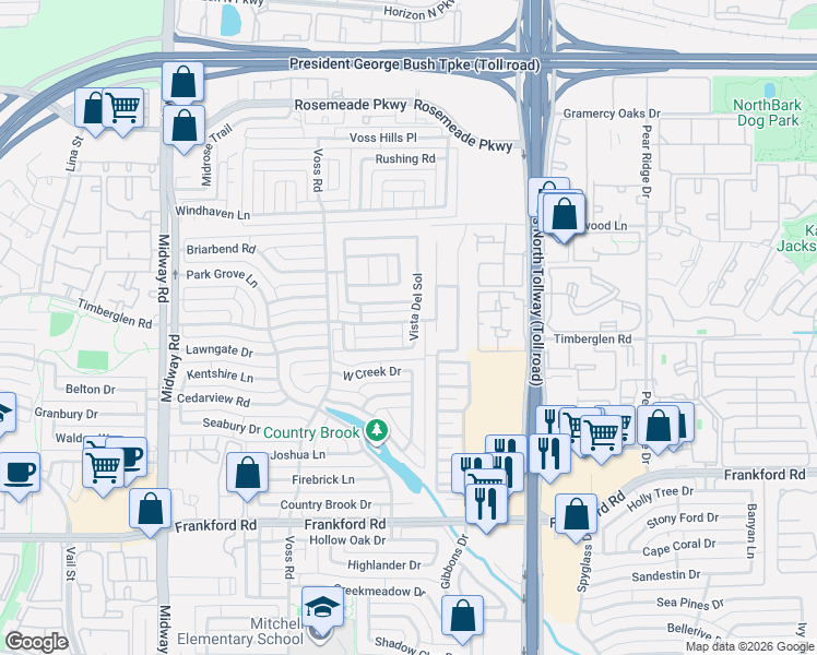 map of restaurants, bars, coffee shops, grocery stores, and more near 4356 South Capistrano Drive in Dallas