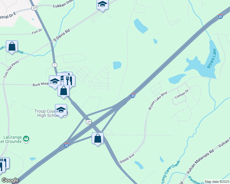 map of restaurants, bars, coffee shops, grocery stores, and more near 464 Cooley Road in LaGrange