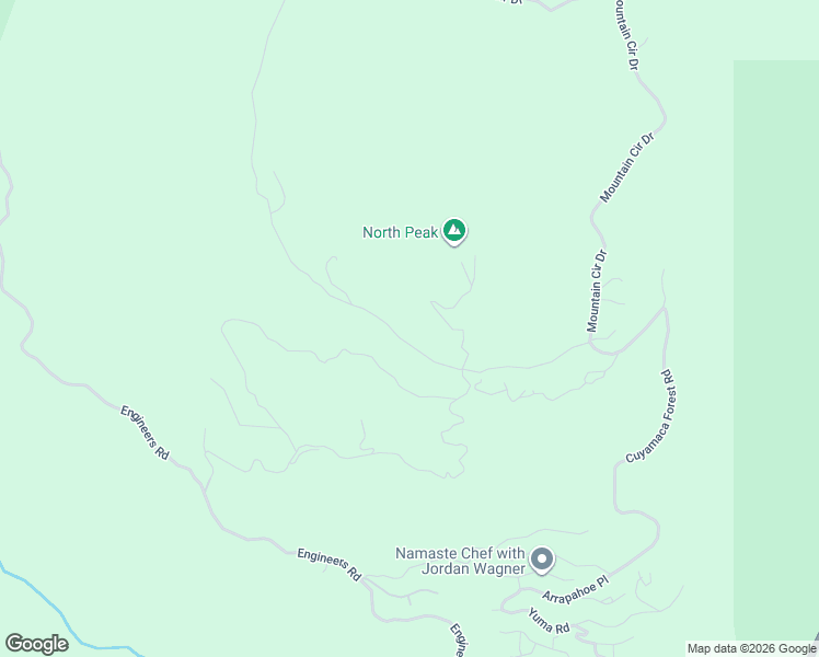 map of restaurants, bars, coffee shops, grocery stores, and more near 16060 North Peak Road in Julian