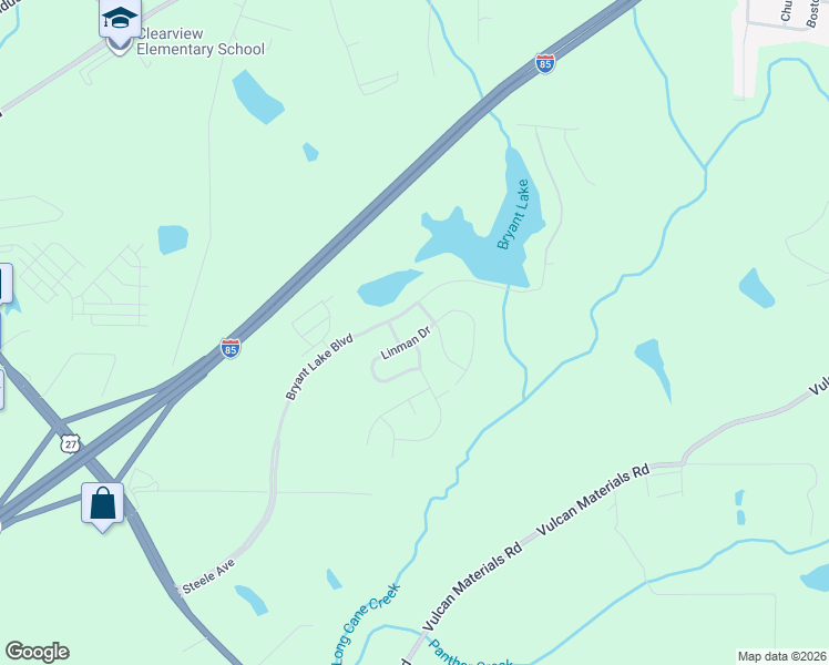 map of restaurants, bars, coffee shops, grocery stores, and more near 348 Linman Drive in LaGrange