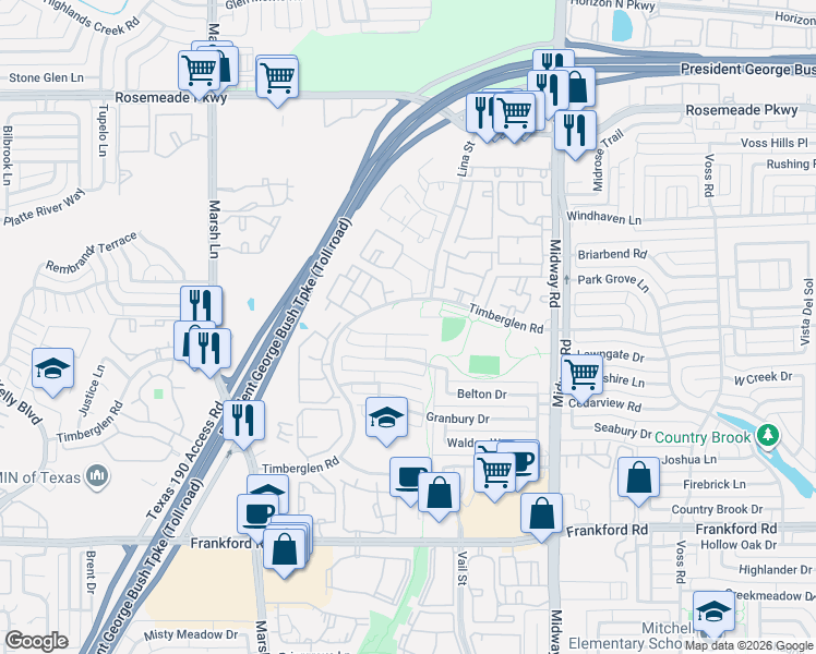 map of restaurants, bars, coffee shops, grocery stores, and more near in Dallas