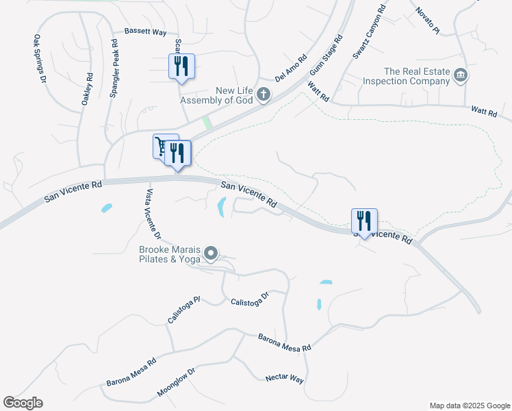 map of restaurants, bars, coffee shops, grocery stores, and more near 23812 Green Haven Lane in Ramona