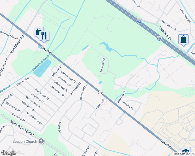 map of restaurants, bars, coffee shops, grocery stores, and more near 10036 U.S. 78 in Ladson