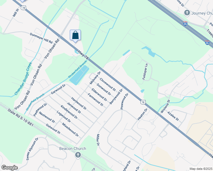 map of restaurants, bars, coffee shops, grocery stores, and more near 4429 Clovewood Street in Ladson
