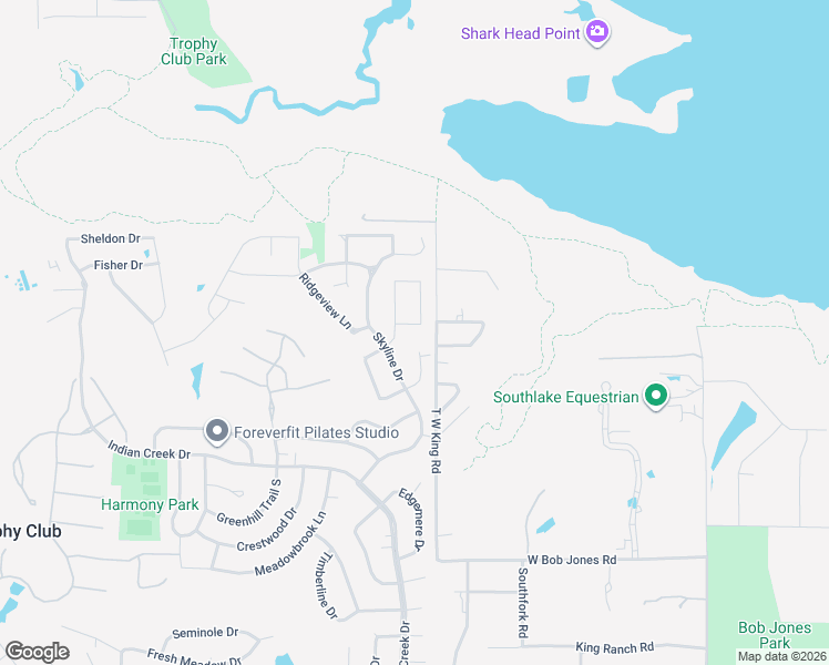 map of restaurants, bars, coffee shops, grocery stores, and more near 77 Panorama Circle in Trophy Club
