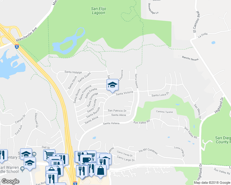map of restaurants, bars, coffee shops, grocery stores, and more near 777 Santa Victoria in Solana Beach