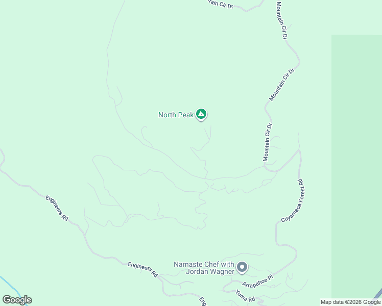 map of restaurants, bars, coffee shops, grocery stores, and more near 16060 North Peak Road in Julian