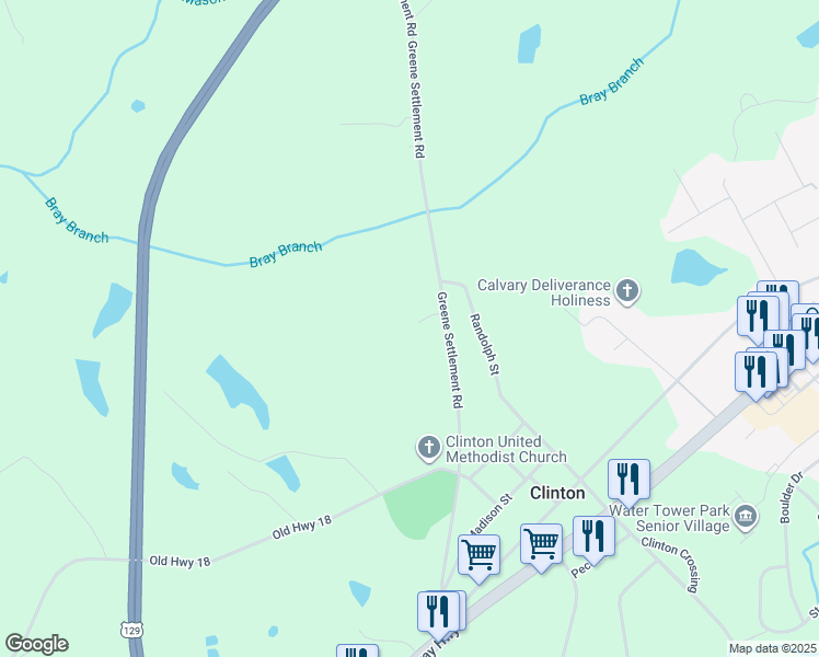 map of restaurants, bars, coffee shops, grocery stores, and more near 241 Greene Settlement Road in Gray