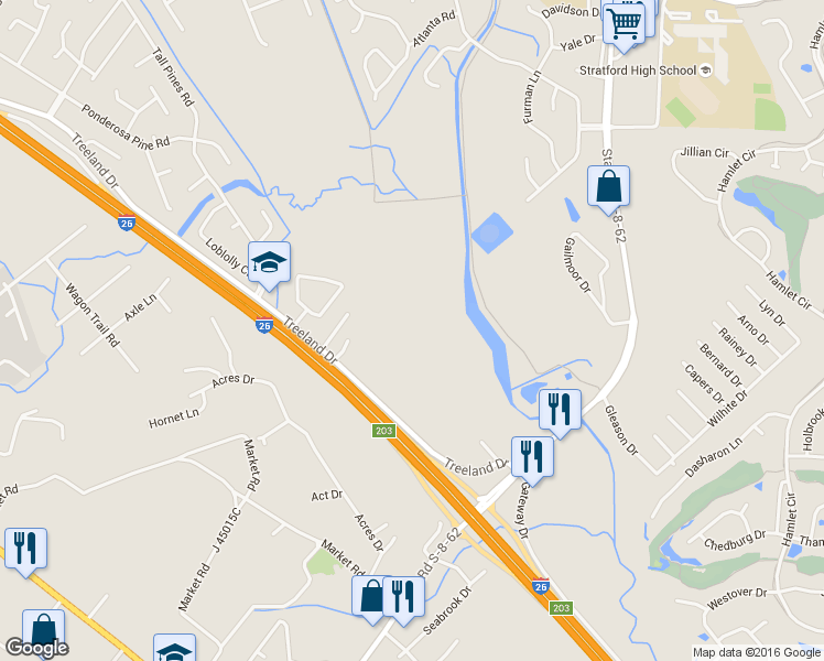map of restaurants, bars, coffee shops, grocery stores, and more near 651 Treeland Dr in Ladson