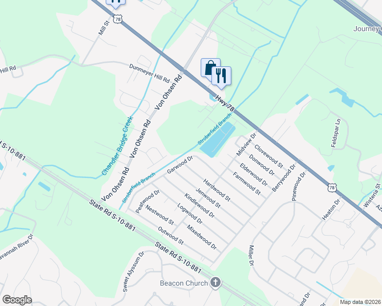 map of restaurants, bars, coffee shops, grocery stores, and more near 4508 Garwood Dr in Ladson